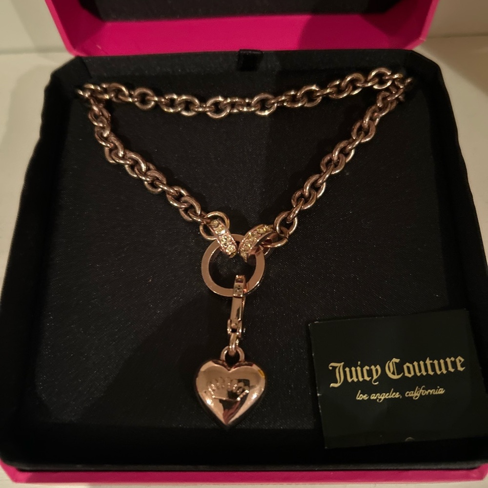 Juicy Couture Heart and Juicy Toggle Charm Necklace -vintage